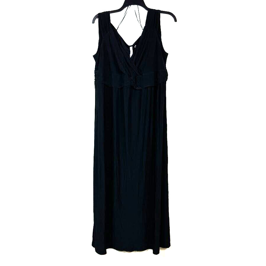 NY Collection Womens Plus 2X Black V Neck Long Maxi Dress NWT DH62
