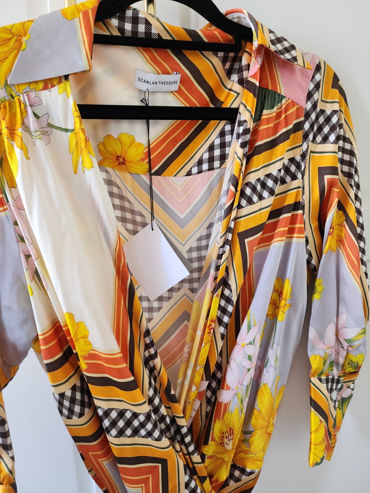 Scanlan theodore *Campaign* Rare silk scarf houndstooth wrap dress AU 8 US 4