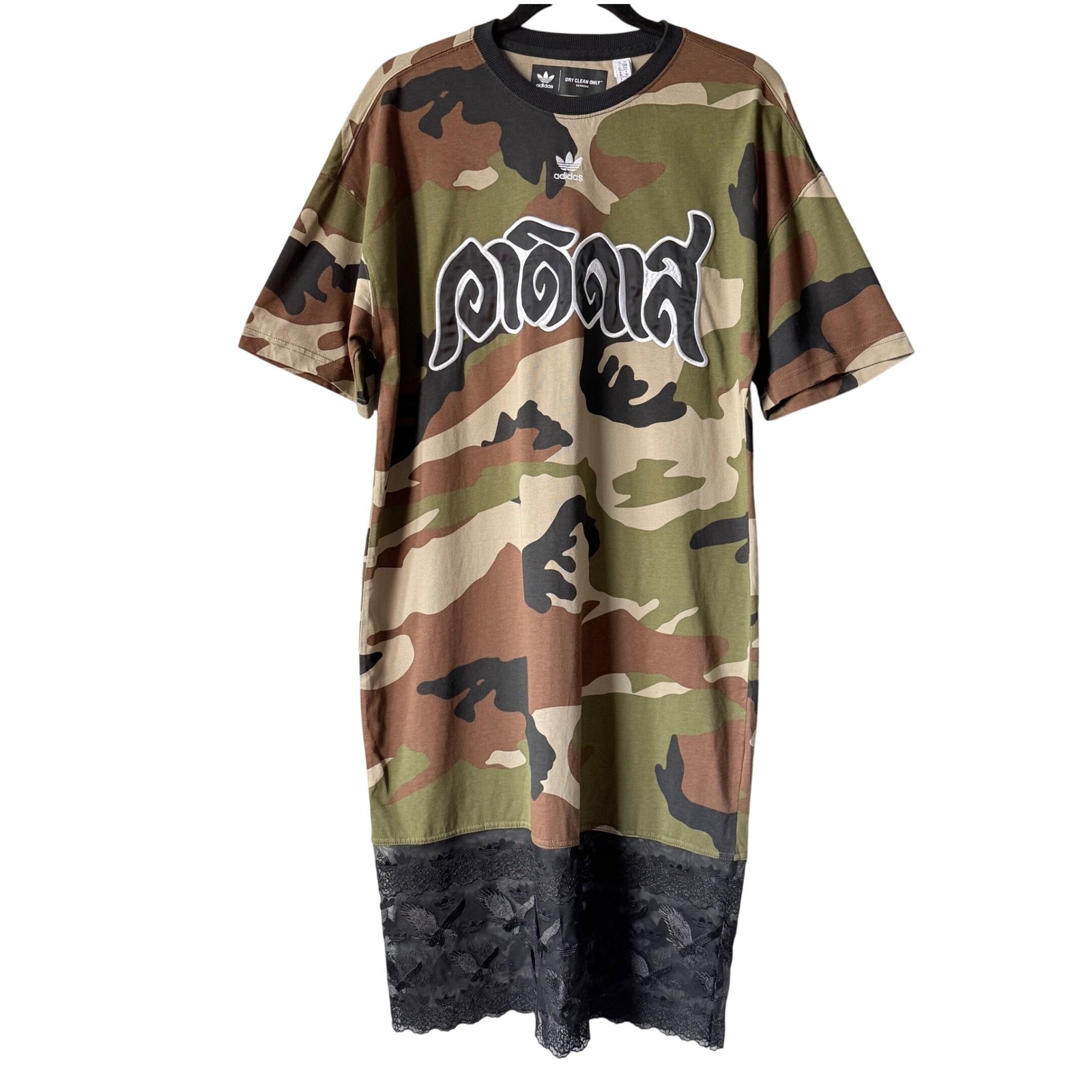 Adidas x Dry Clean Only Bangkok Camo Lace Tee Dress Small(Oversized Streetwear)