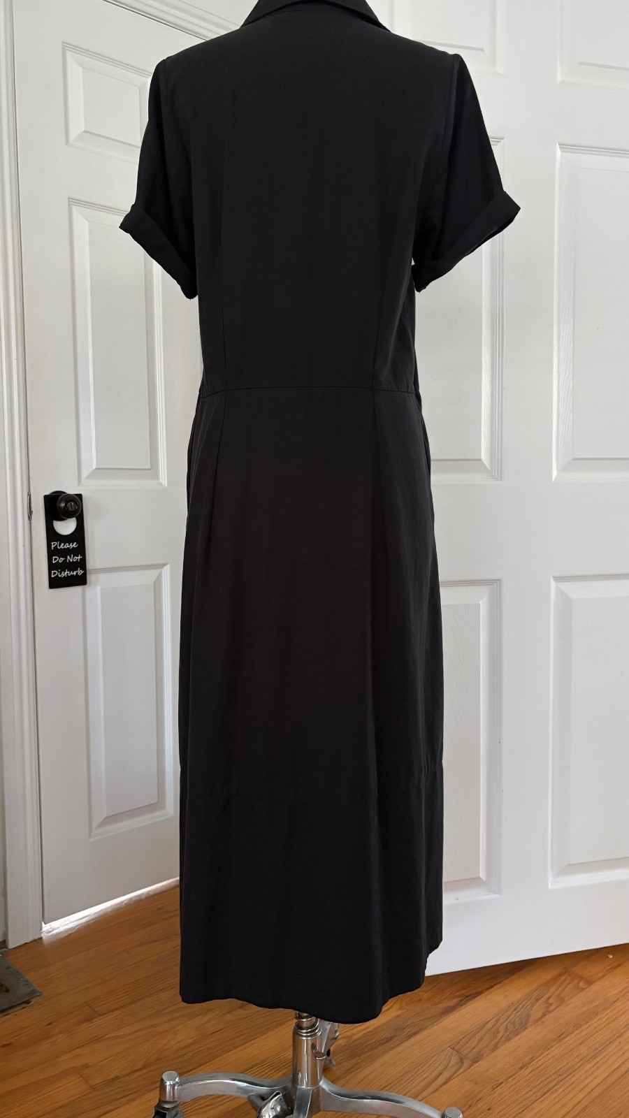 Greylin Black Button Up collared Dress w/ Side Pockets