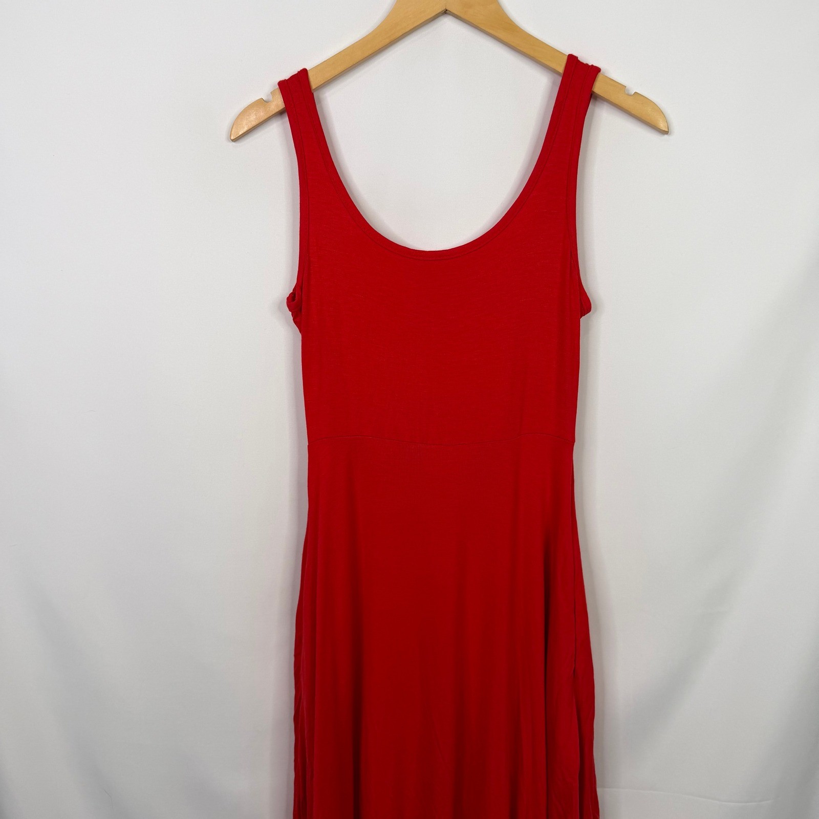 Olivia Rae Red Scoop Neck Midi Dress Sleeveless Fit Flare Pockets Size S NWT