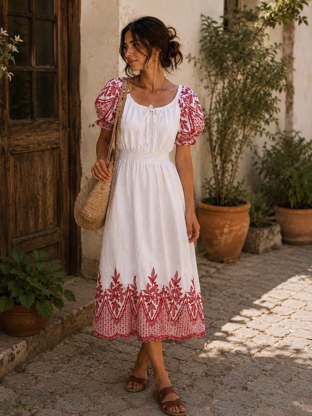 NWT Kindred Women’s 100% Cotton Embroidered Floral Dress Size M