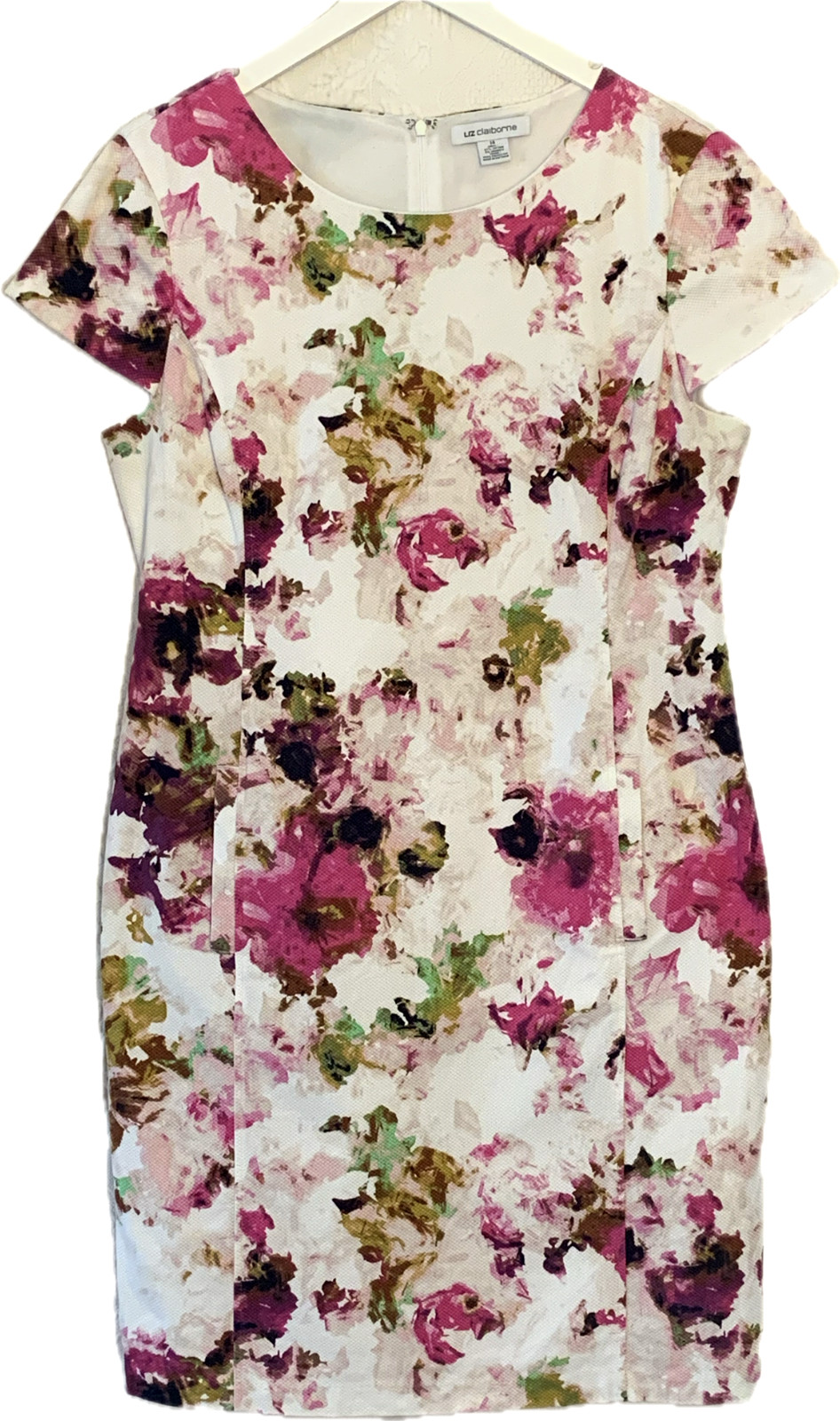 Liz Claiborne Midi Princess Dress Womens 14 Floral Cotton Pique Cottage Vintage