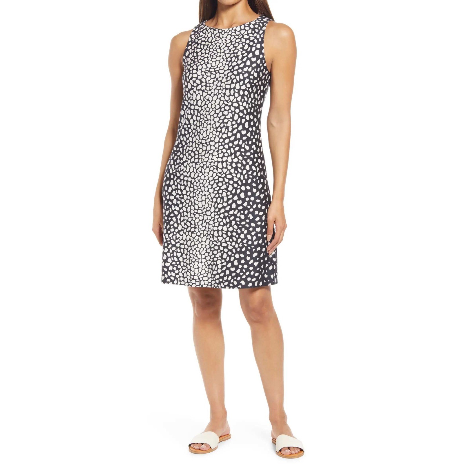 Tommy Bahama Darcy Darling Dots Tencel Modal Dress L Black White Travel Resort