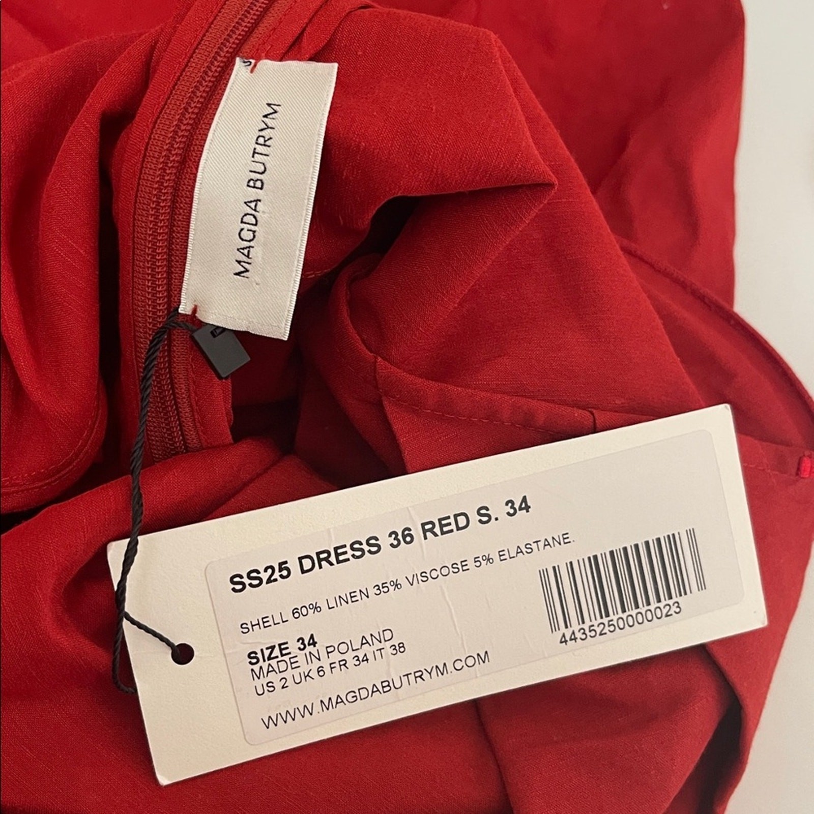 MAGDA BUTRYM One Shoulder Ruched Rosette Red Mini Dress Size 2