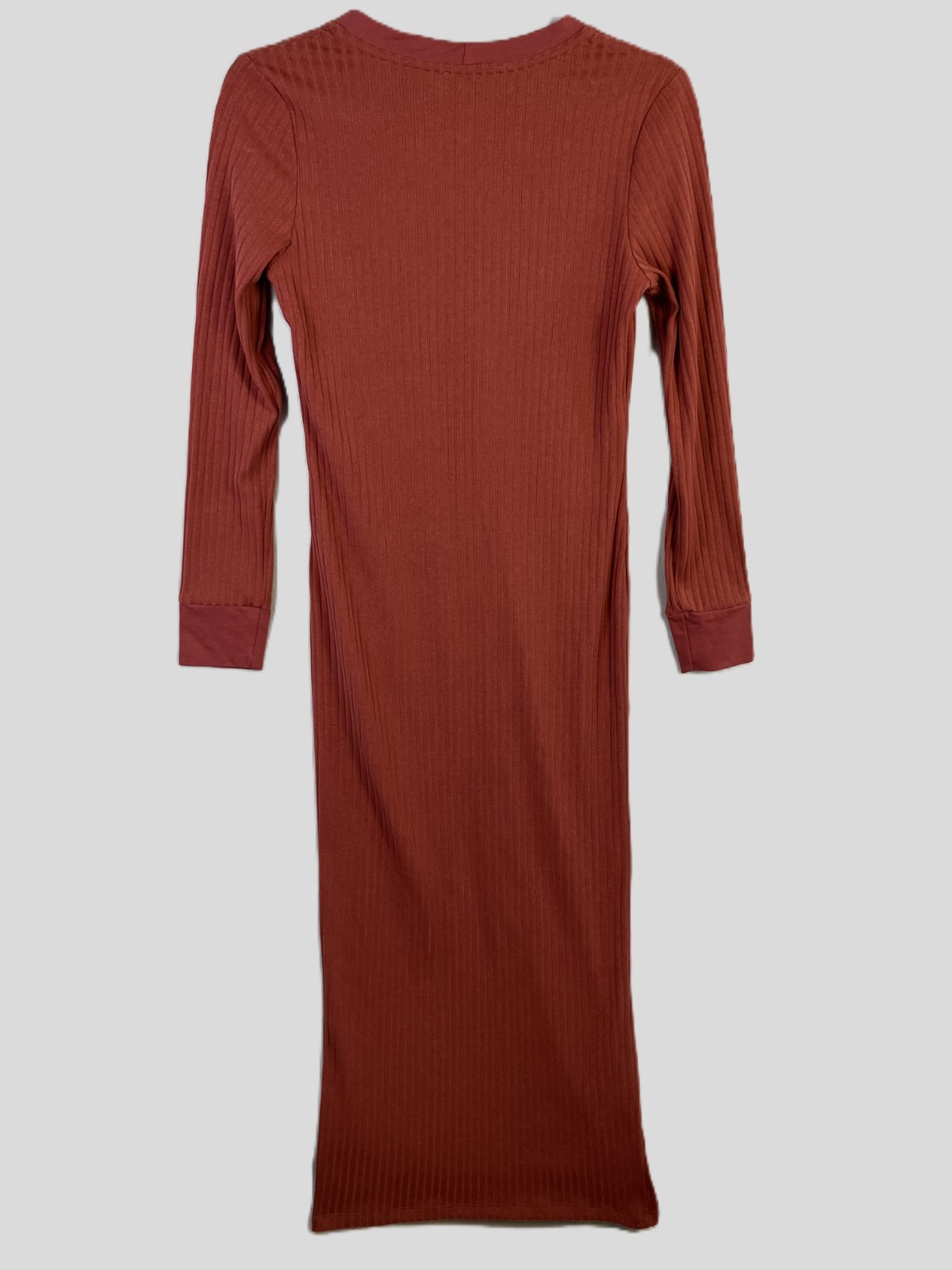 Bobi Black Los Angeles Ribbed Button-Front Midi Dress Women’s Size S Terracotta