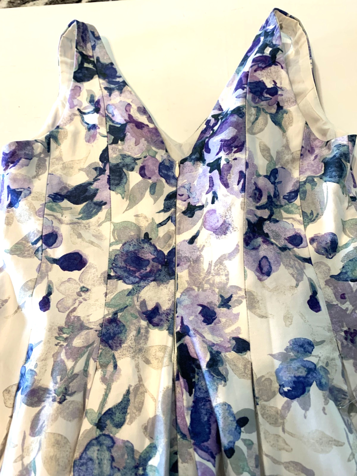 NWT RALPH LAUREN Dress White Purple Green Cotton Sleeveless V Neck Zipper 4P