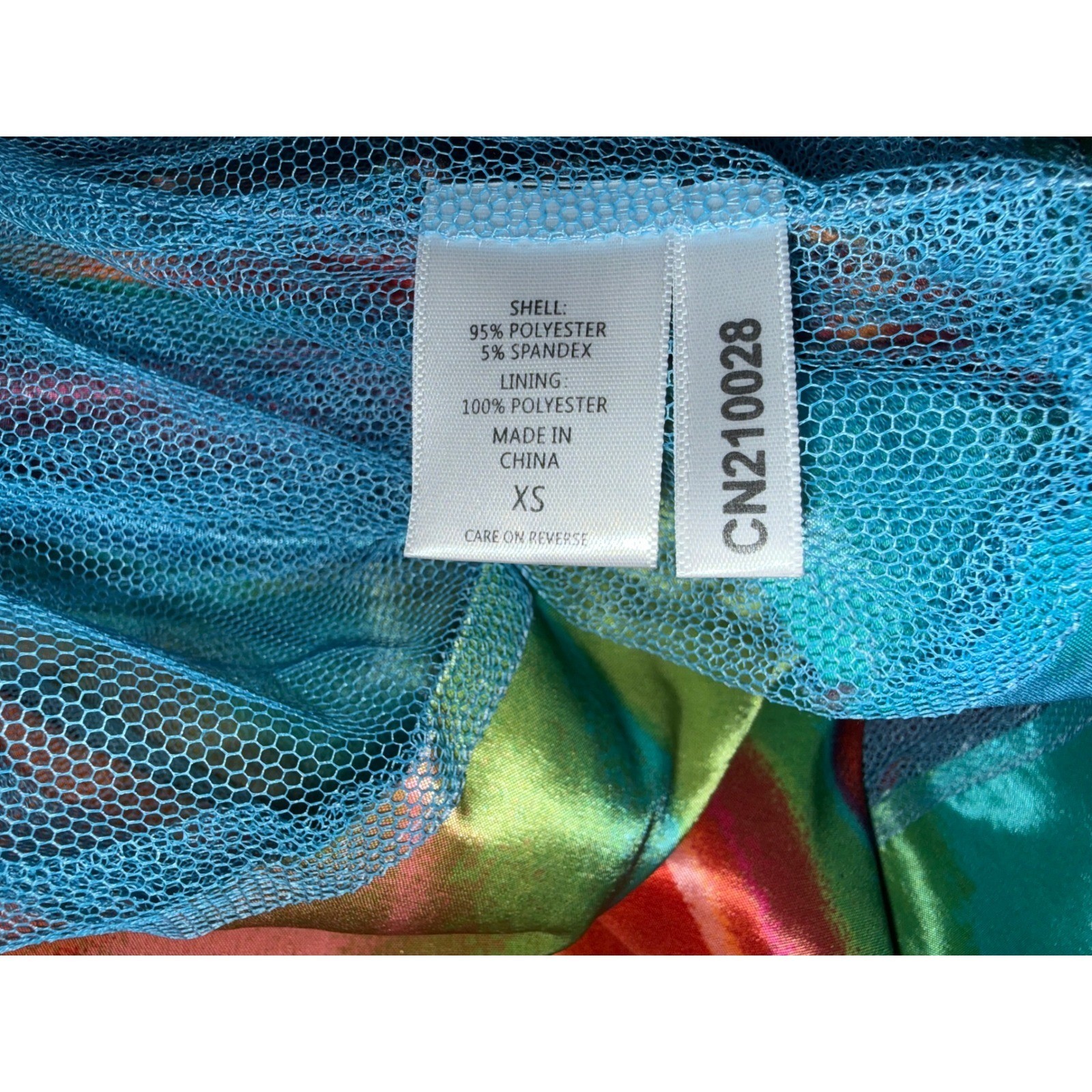 New York & Company Rainbow Stripe Puff Sleeve Mini Dress XS Multi Color V-Neck