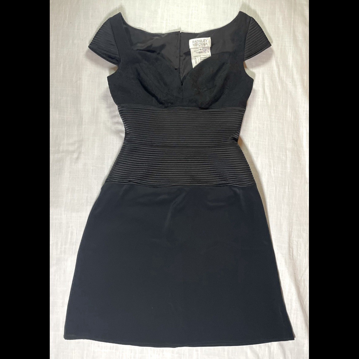 Vintage Badgley Mischka Archival Runway Sample Silk Corset Black Guest Dress 6
