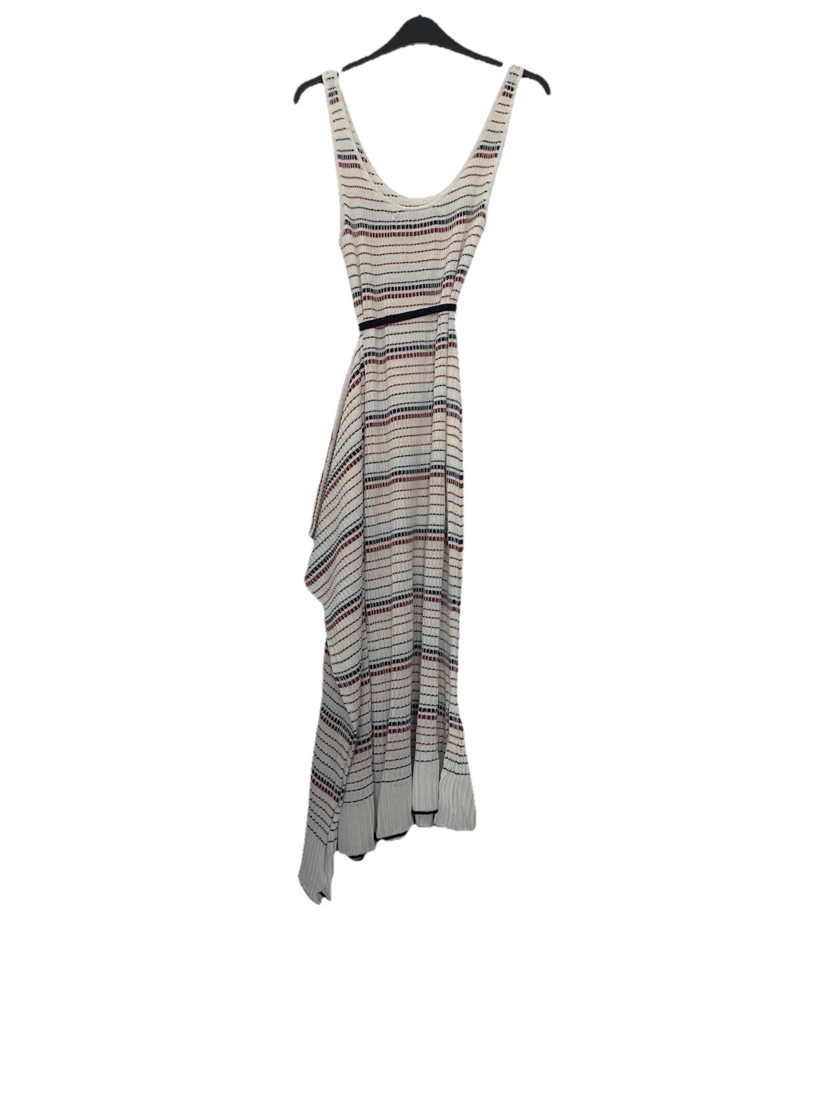 Roland Mouret Women Midi Cunningham Dress Stripe Pleats Knit, Multi Stretch, L