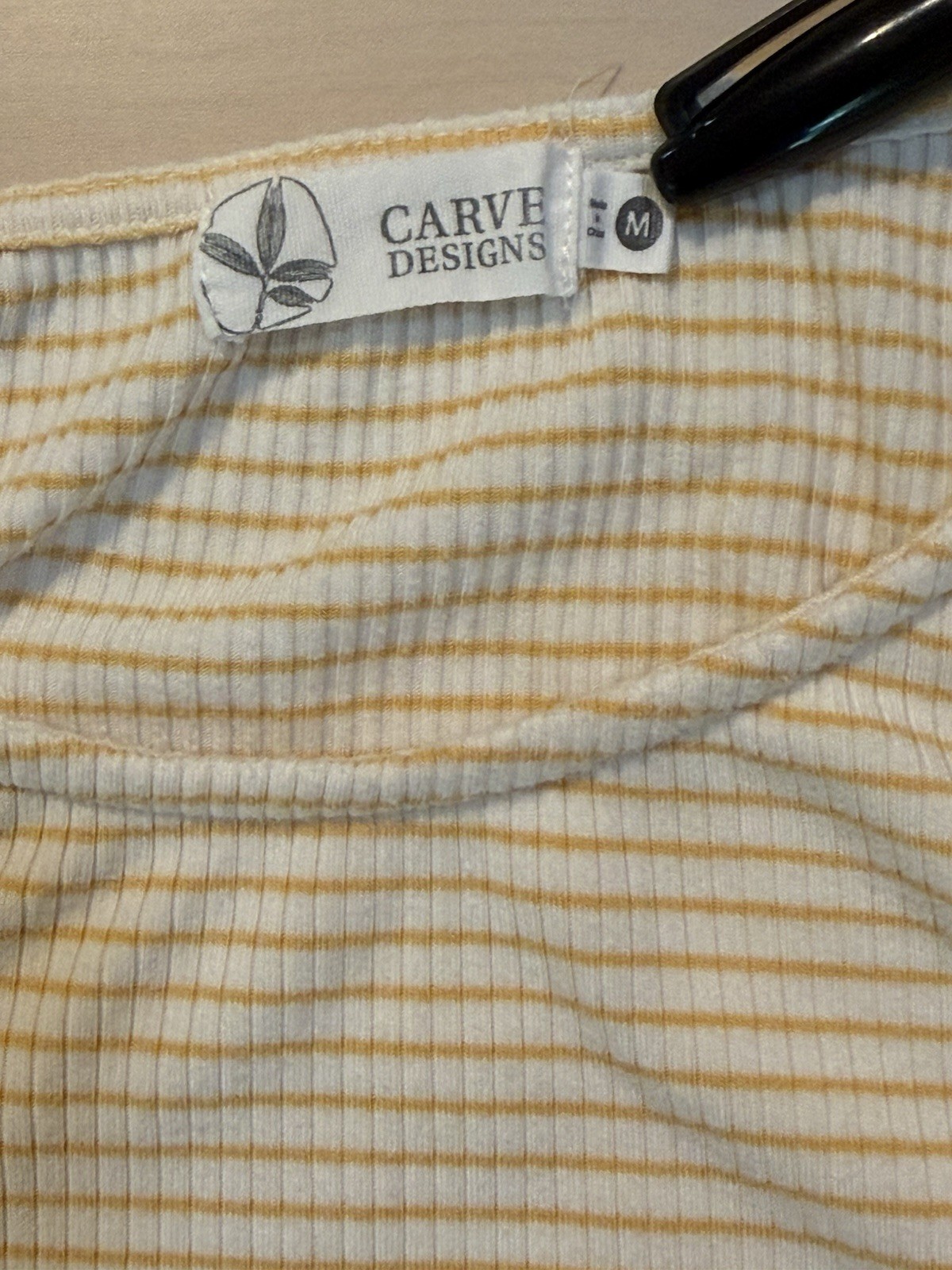 Carve Designs Dress Size Medium Yellow Stripe Sleeveless Midi Casual w/ Pockets