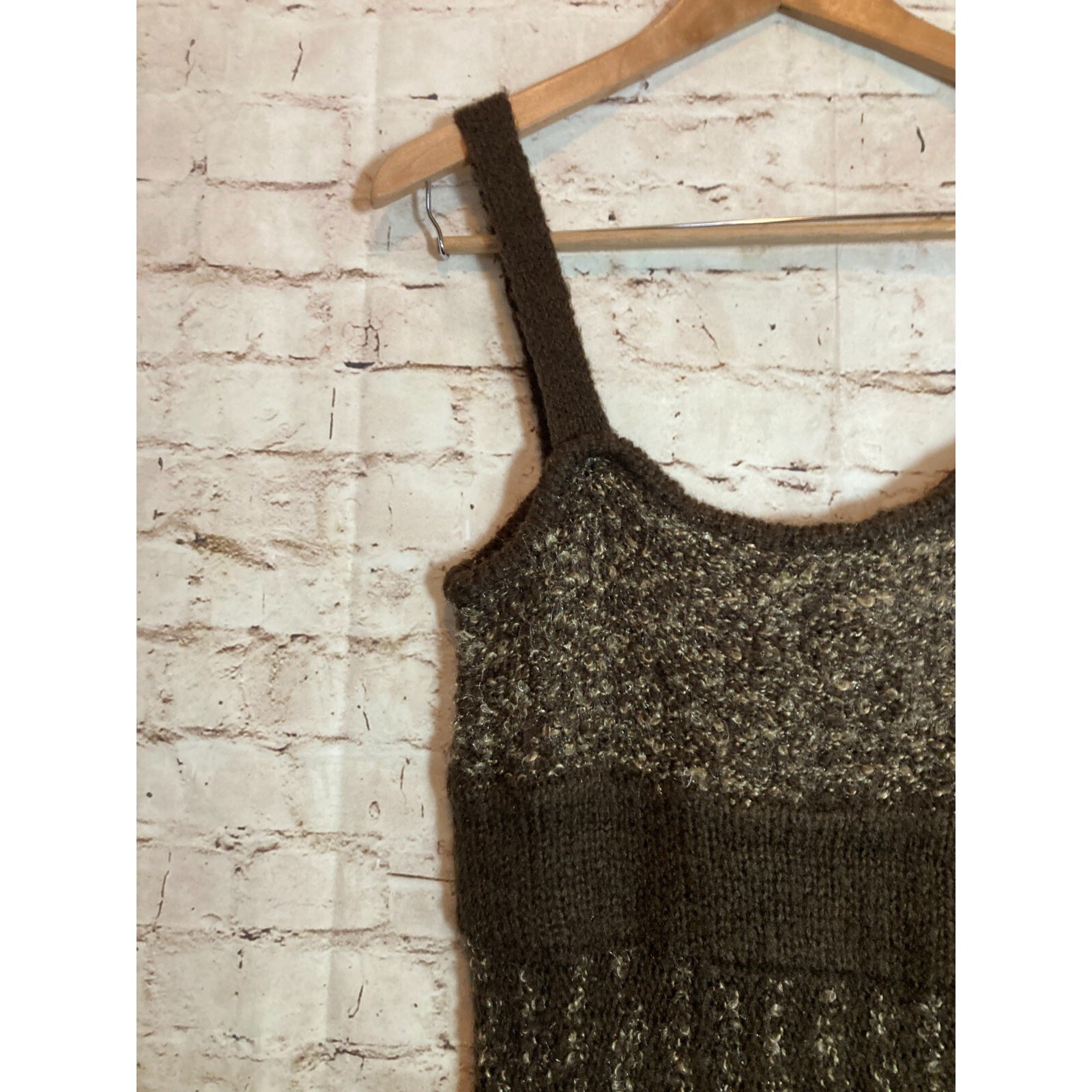 BCBG Maxazria Sweater Dress Womens Large Chocolate Wool Mohair Blend Artsy Knit