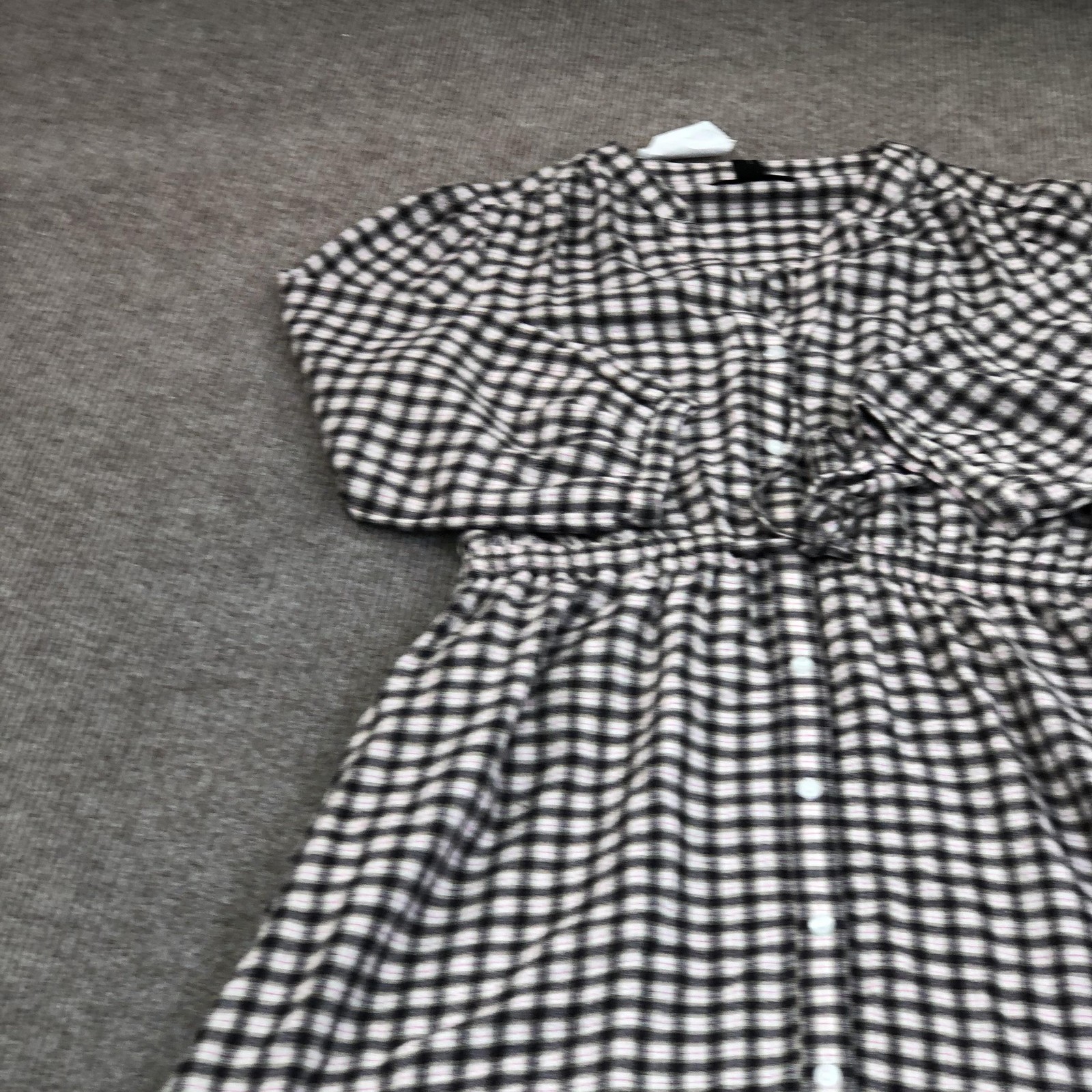 Eddie Bauer Shirt Dress Womens Small Black Plaid Button Belted 3/4 Sleeve Midi
