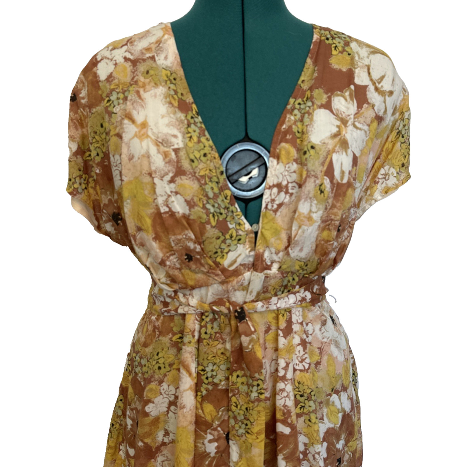 Free People Freddy Cocoa Floral Printed Short Sleeve Mini Dress Size Small