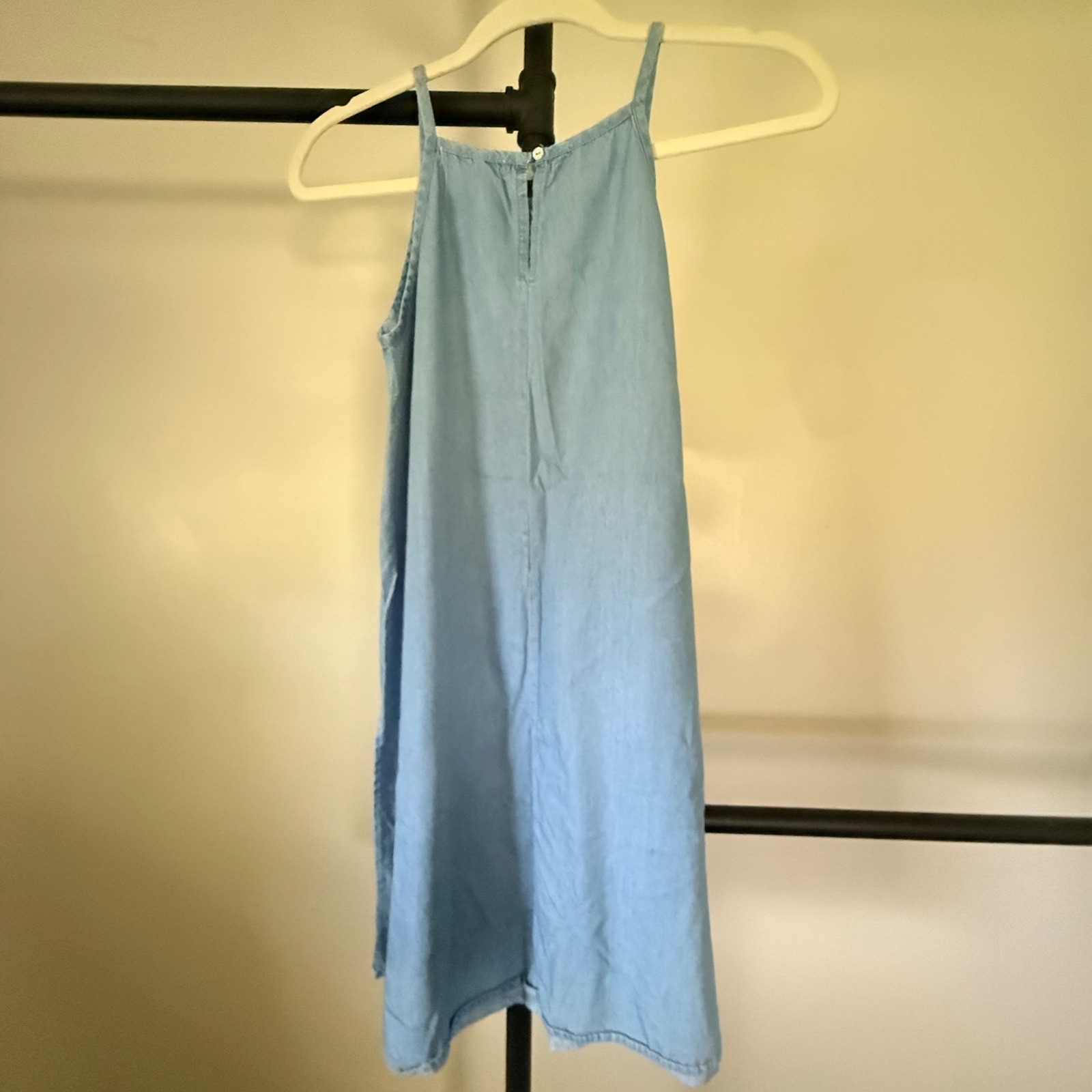 Wallflower Blue Denim Shift Dress Medium Light Wash Sleeveless Cotton Lyocell