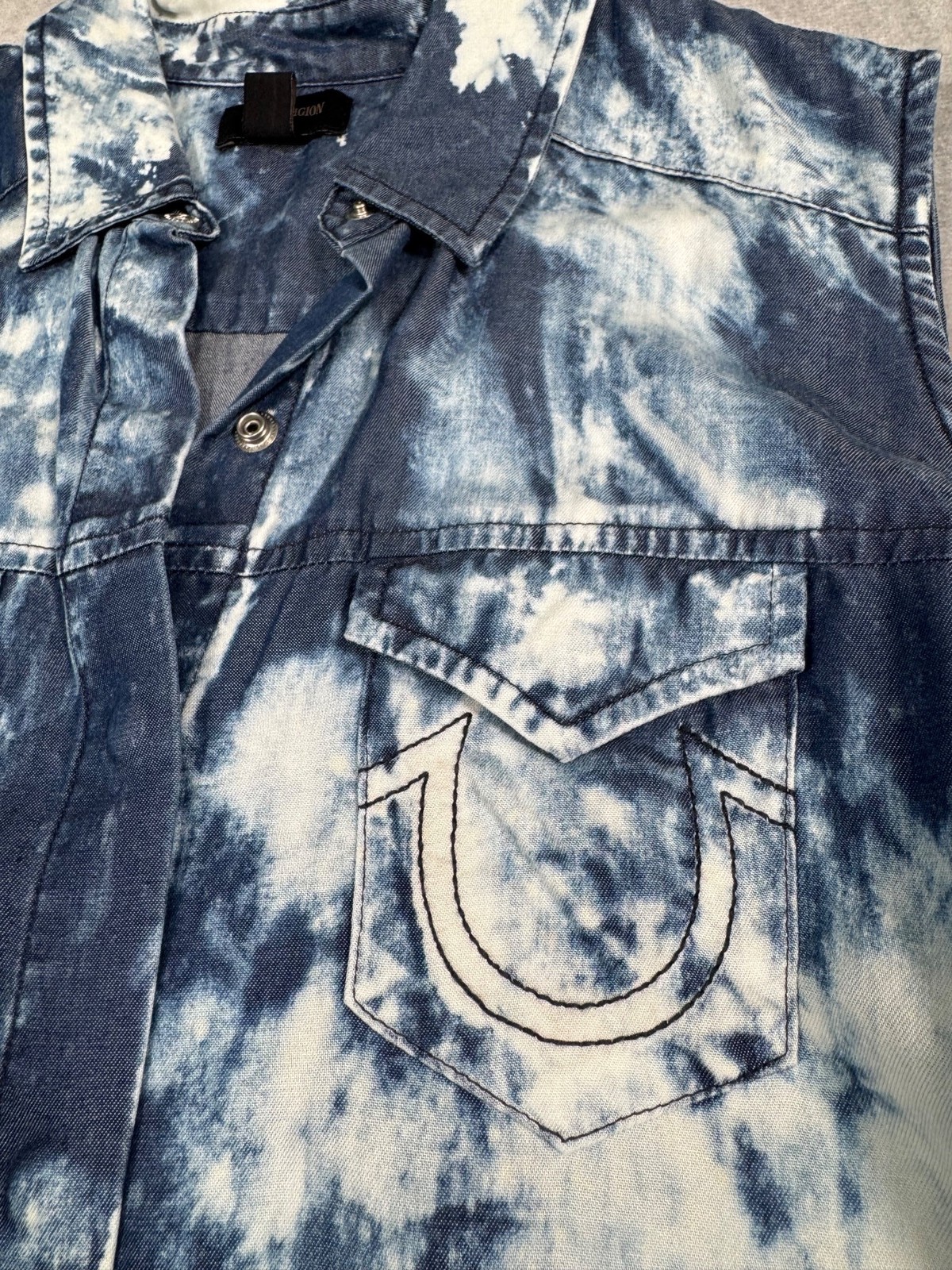 True Religion Womens Tie-Dye Sleeveless Indigo Tencel Georgia Dress XS Travel