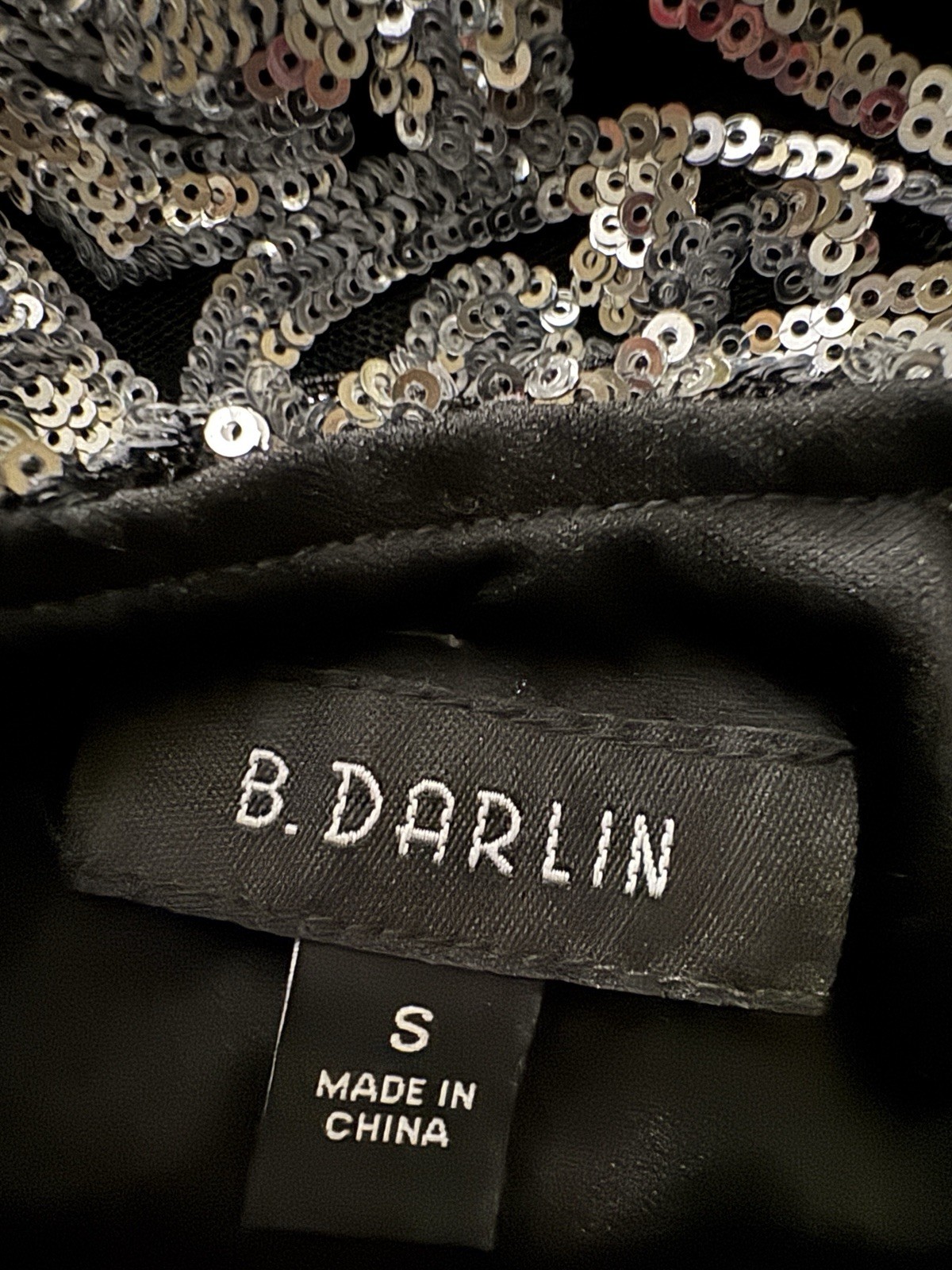 B. Darlin Black Silver Sequin Halter Sweetheart Bodycon Mini Dress S Lined