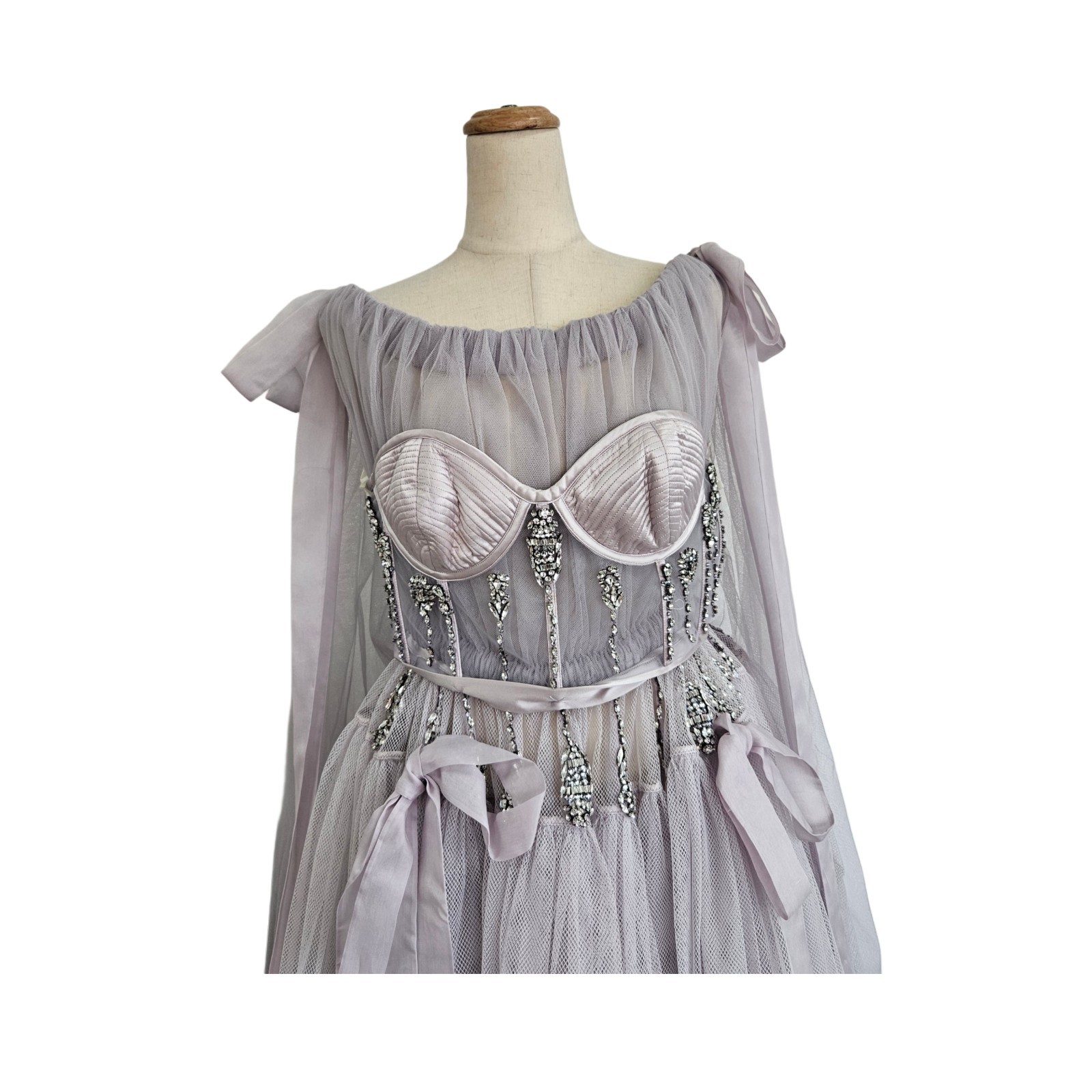 Alexander Mcqueen Embroidered Purple With Bow Spring/Summer 2022 Show Gown