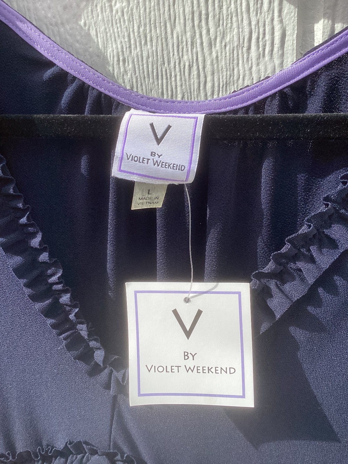 Violet Weekend Women’s Black Cotton Dress Sleeve Casual Size L NWT