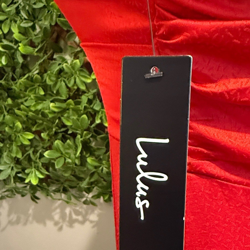 Renata Red Print Satin Dress