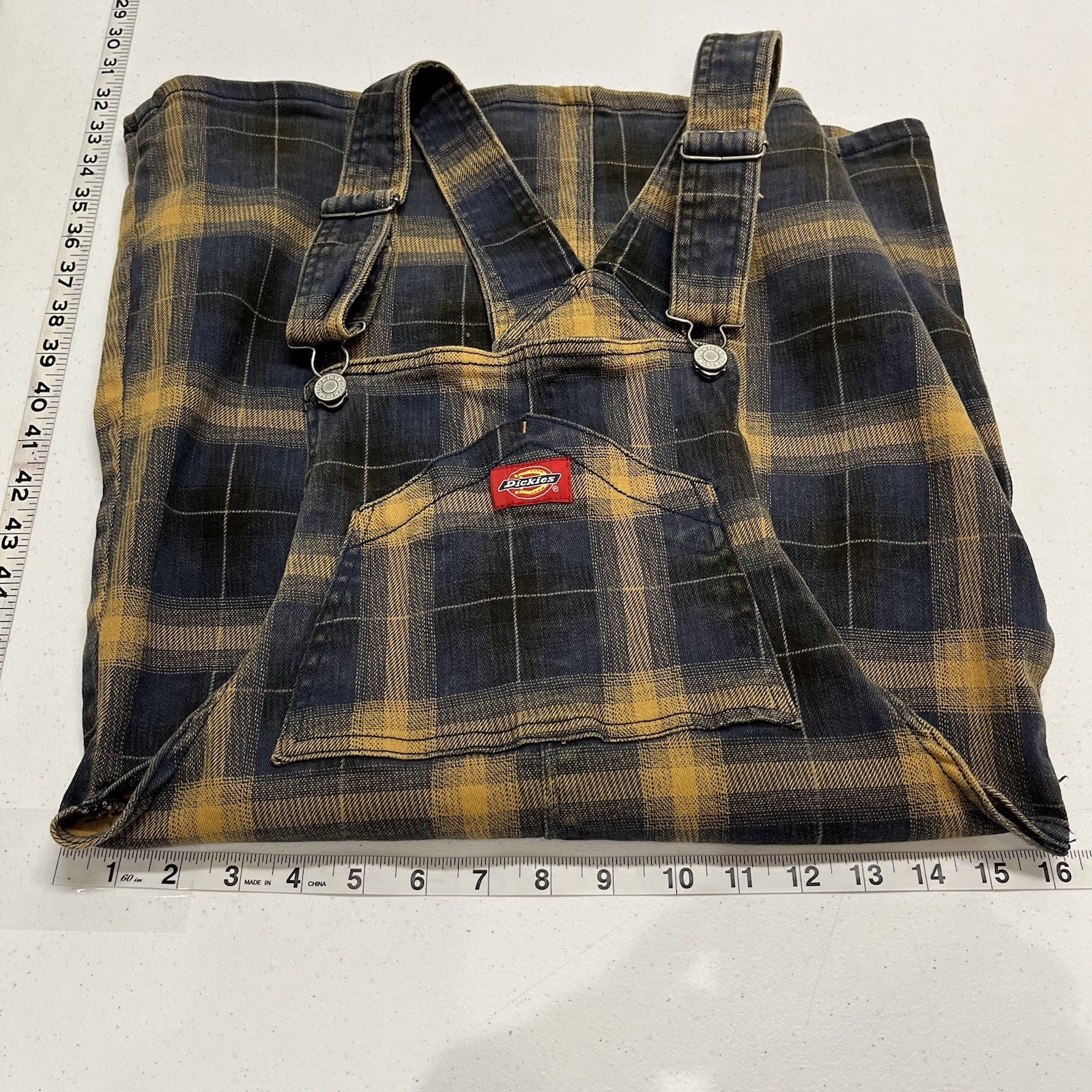 Dickies Overall Jumper Mini Dress Black Brown Tarten Plaid M Workwear Country