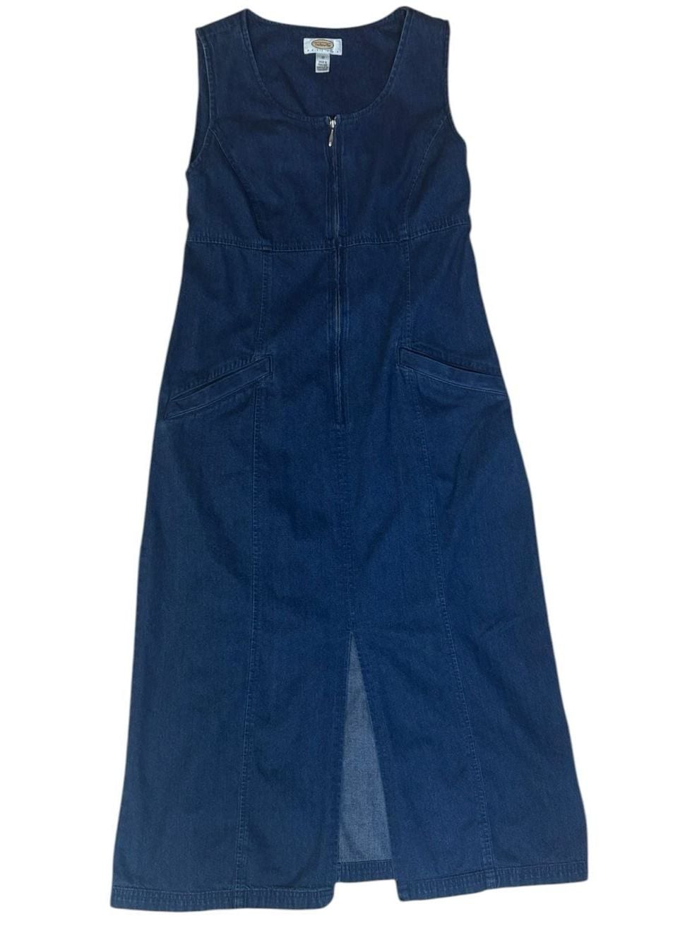 Talbots Petites Sleeveless Zip-Front Denim Midi Dress