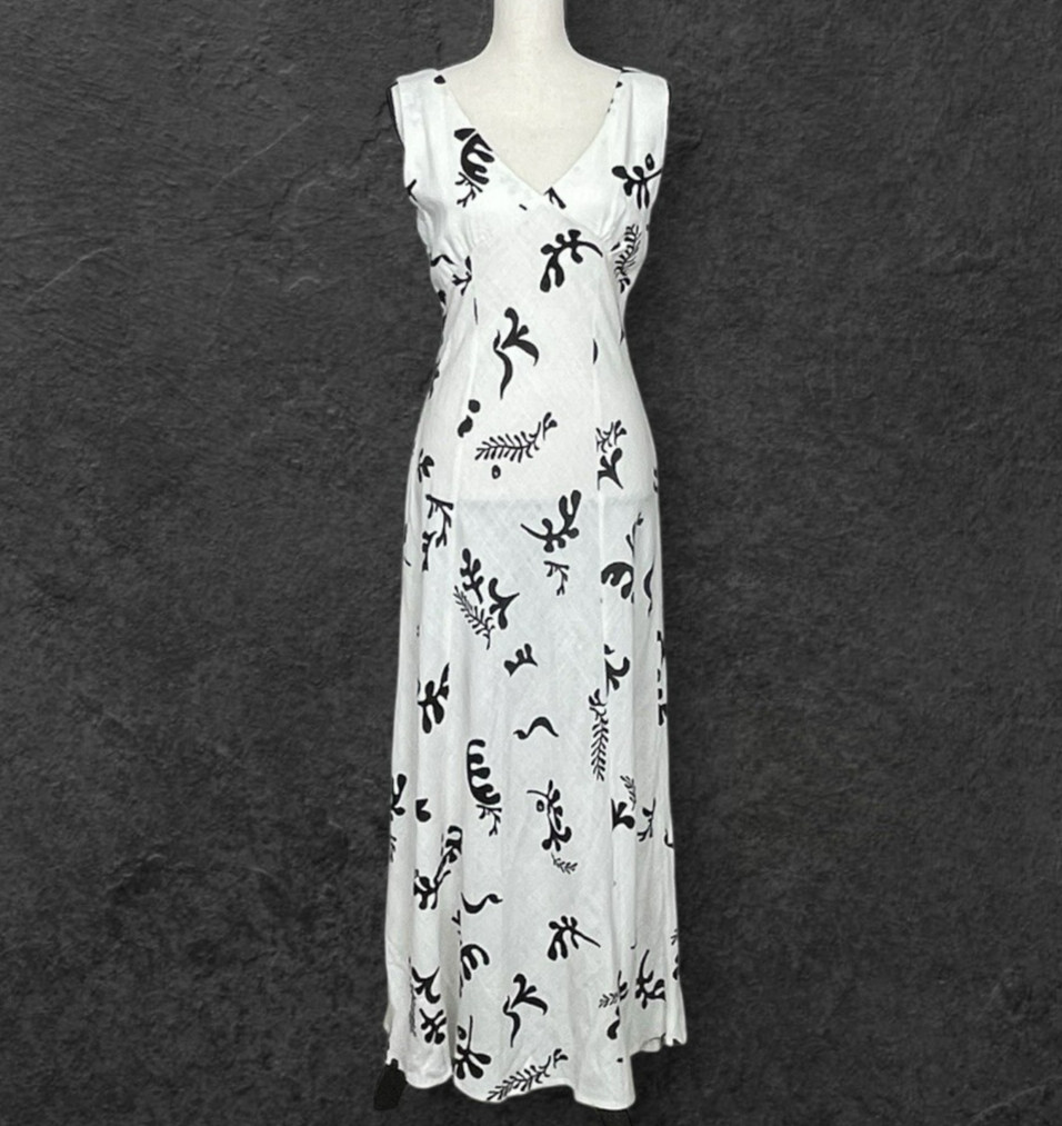 Anthropologie Paper Heart Abstract Floral Linen Dress Size M Maxi Contemporary