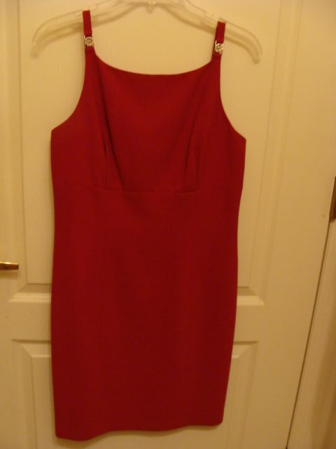 “YL By YAIR” Size 8 Small FEMININE RED DRESS Pretty Strap Embellishments Macy’s