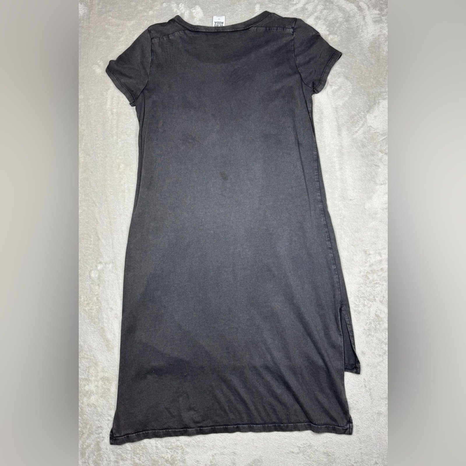 Vero Moda Grey Brown Beaded Grunge Rock Step Up Hem Mini Tunic T-Shirt Dress XS