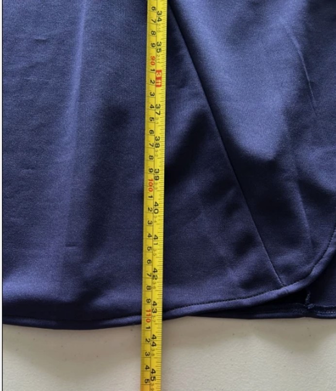 Elegant Navy Blue Sleeveless Draped Wrap Midi Dress Side Slit Lined Size M