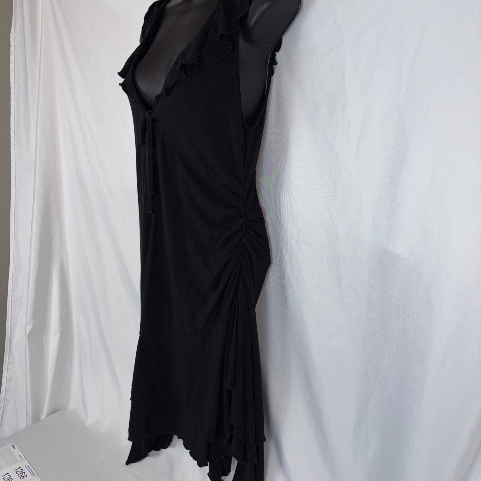 Wild Fable Ruffle Strap Sleeveless Black Ruffled Side Cinched Mini Dress Size S