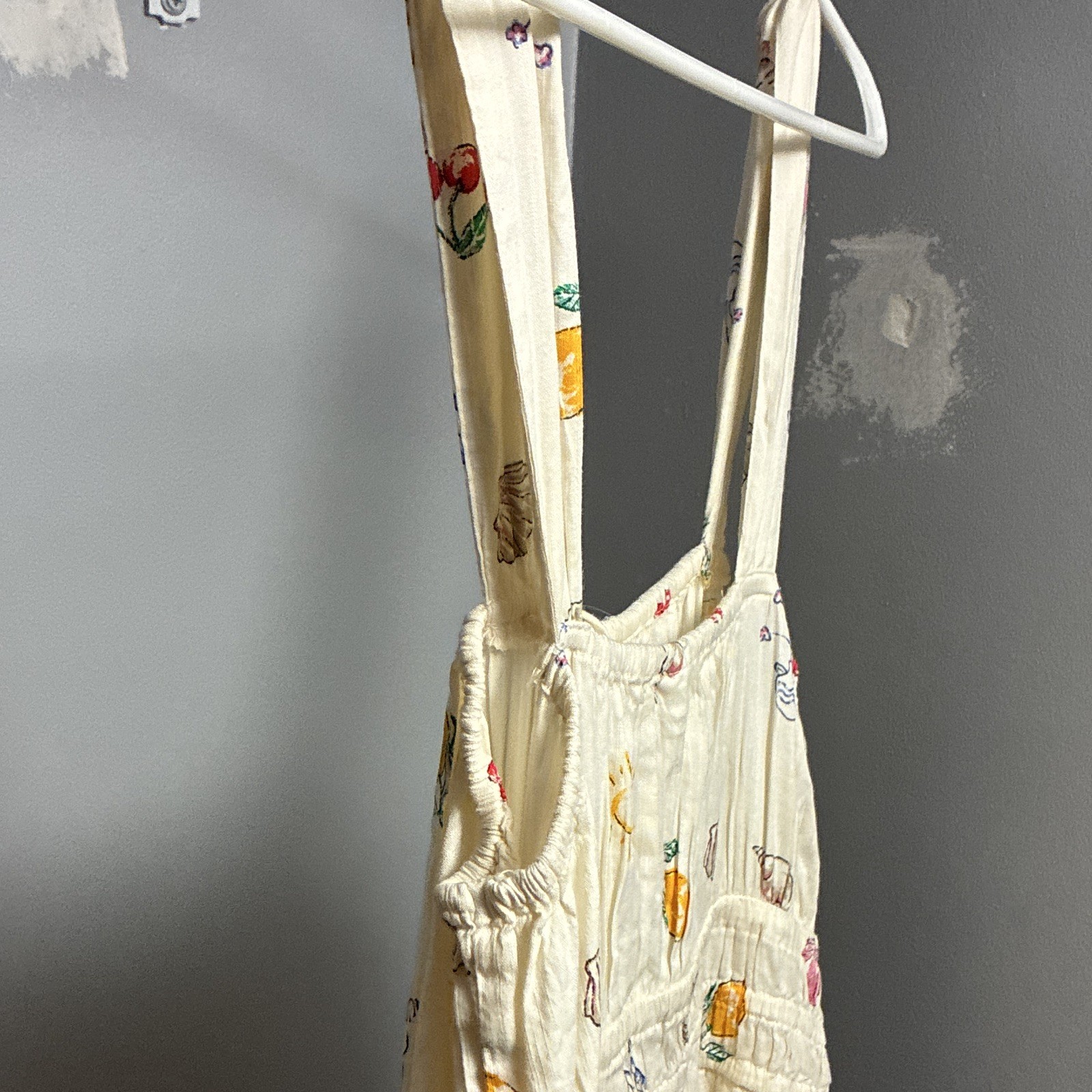 GAP Ivory Multicolor Square Neck Smocked Strappy Midi Dress Women’s L
