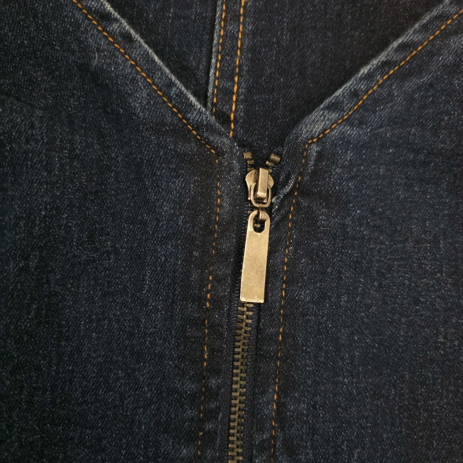 Venus Denim Zip Front Dark Wash Stretch Belted Western Fitted Dress SZ 10