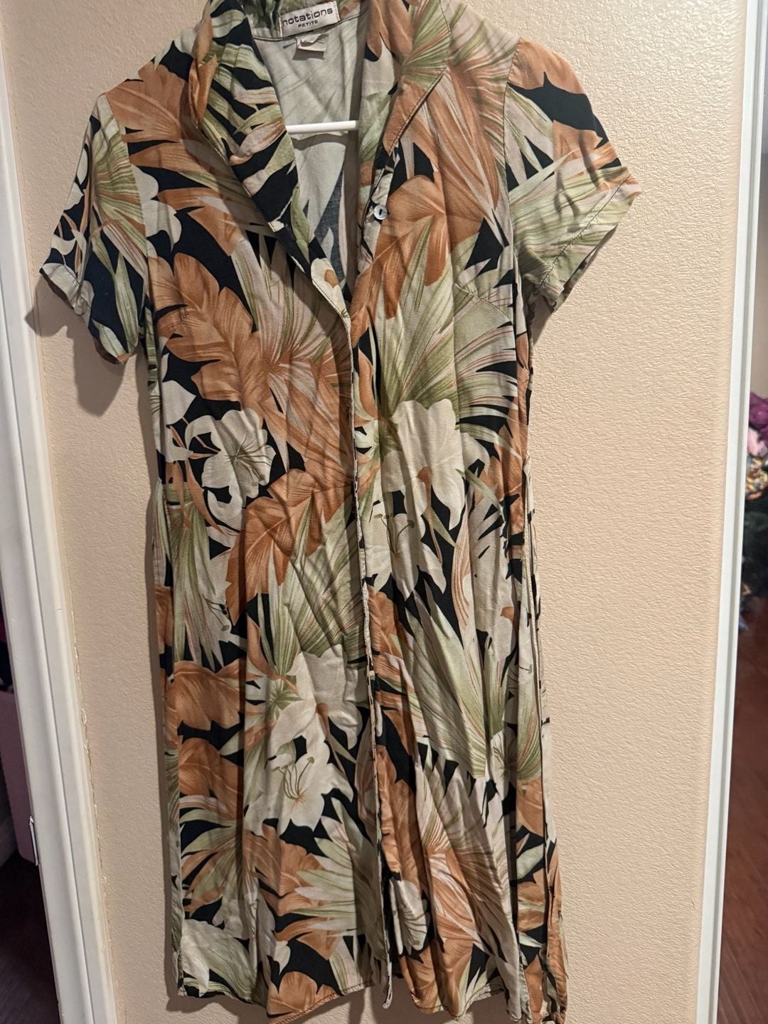Notations Vintage Petite Tropical Floral AOP Shirtdress Sz.S