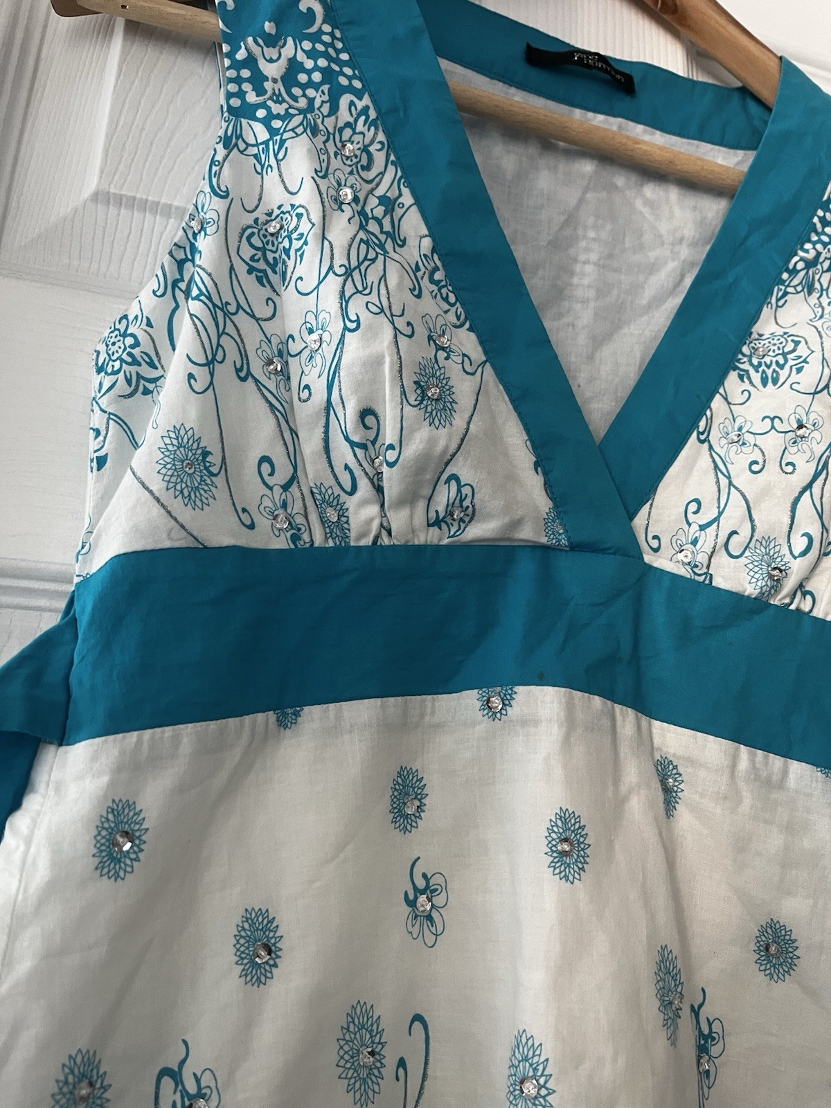 Summer Dress Y2K Jayne Norman Diamonte Detail Tie Waist Dress Size 6