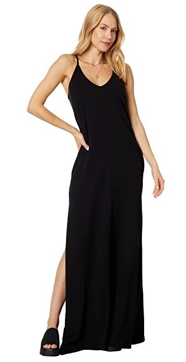 Bobi Los Angeles L78428 Womens Black Cotton Cami Maxi Tank Dress Size S