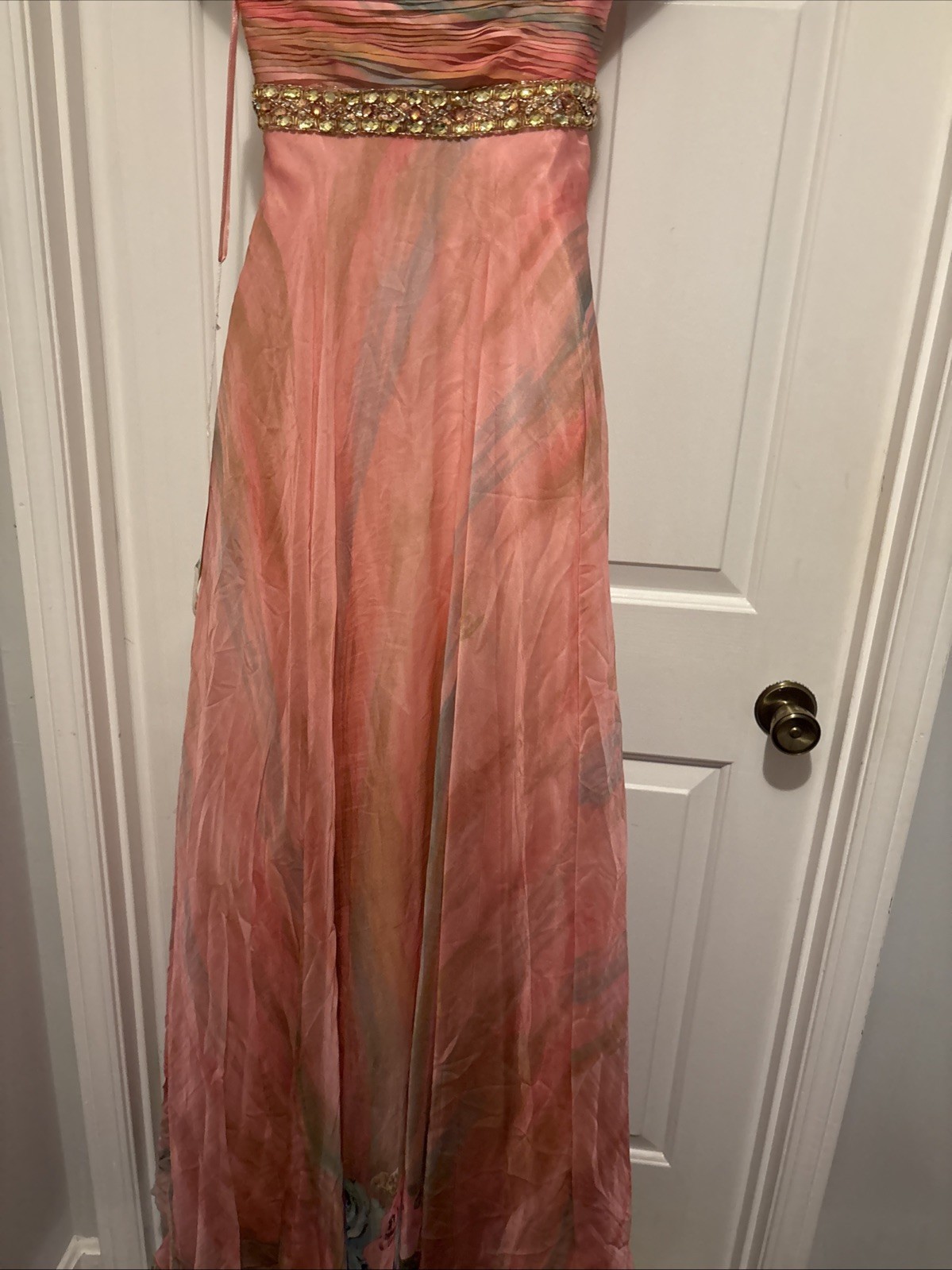 Vintage Y2K Dave & Johnny Size 4 Pink And Blue Swirl Chiffon With Flowers At Not