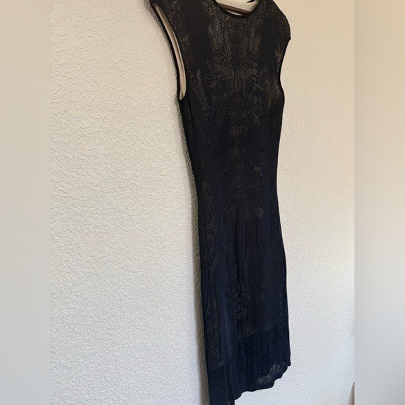 Elegant Deep Navy Lace Sheath Dress | Cap Sleeve Illusion | Fully Lined