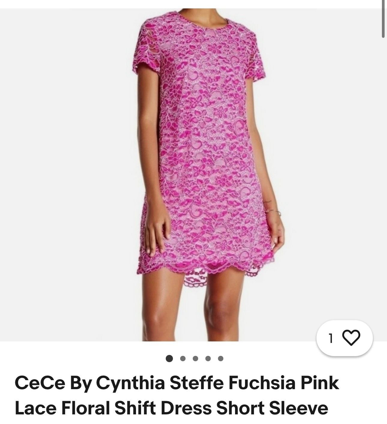 CeCe By Cynthia Steffe Fuchsia Pink Floral Lace Short Sleeve Shift Dress