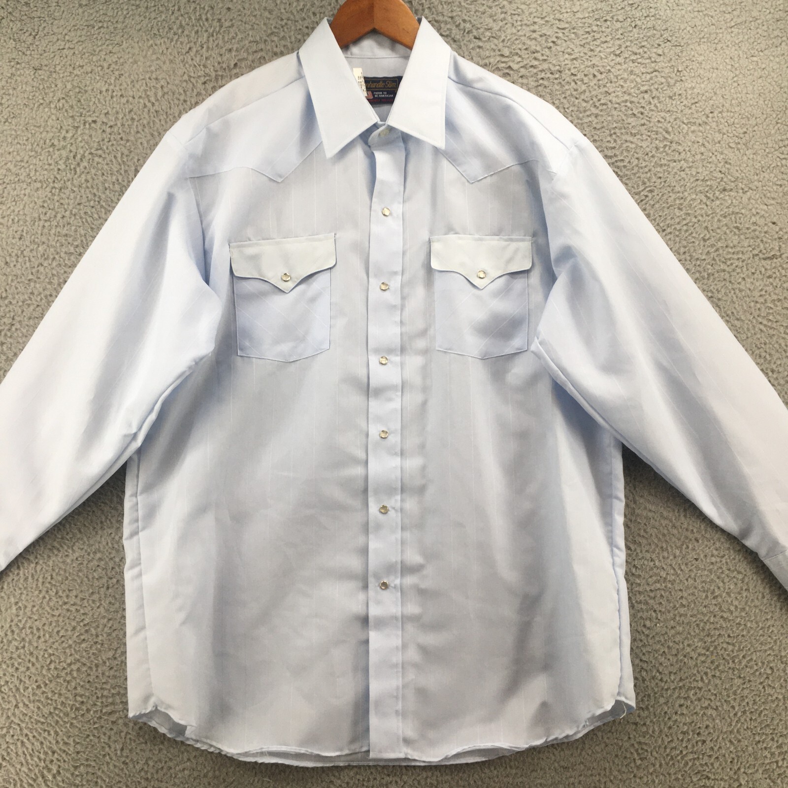 Panhandle Slim Button-Up Long Sleeve Mens 17.5 Collared Embroidered Blue NEW
