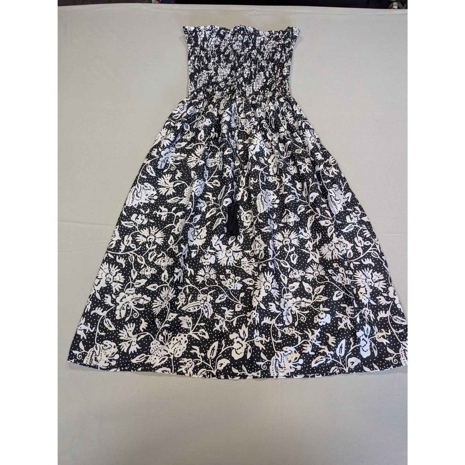 Gypsie Blu Strapless Maxi Dress Women’s Small Black White Floral Boho
