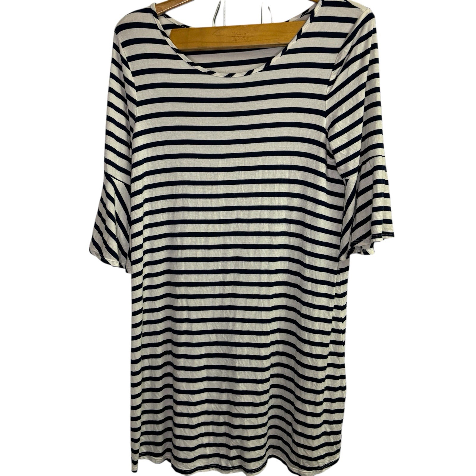 Green Envelope Nordstrom Dress Medium Striped Nautical Knee Casual