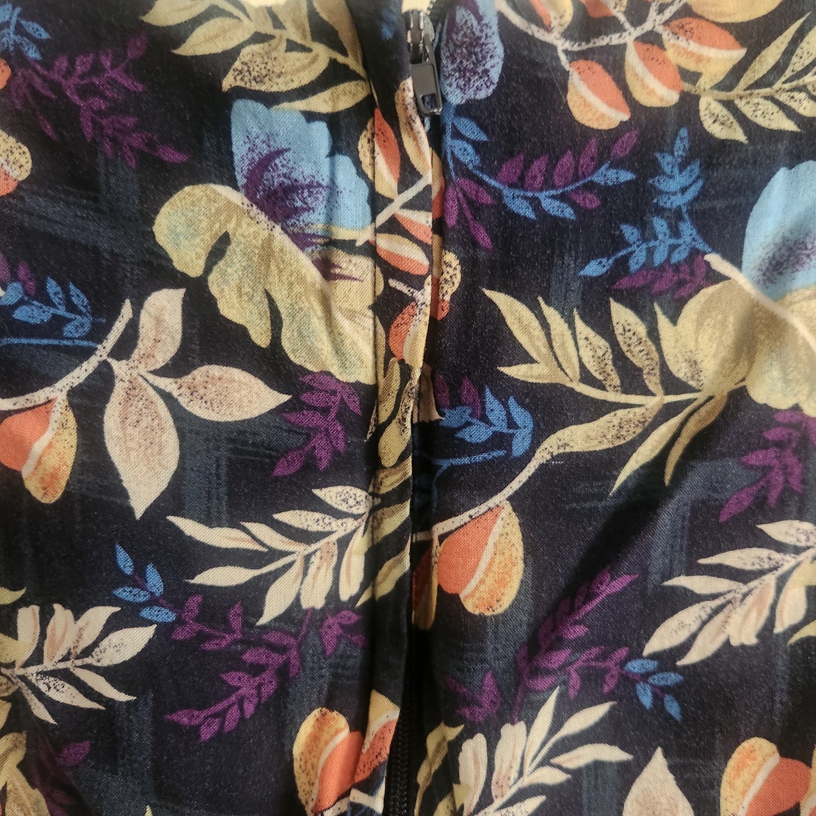Sag Harbor Dress Womens Small Navy Blue Plant Leave Pattern Folliage Sleeveless