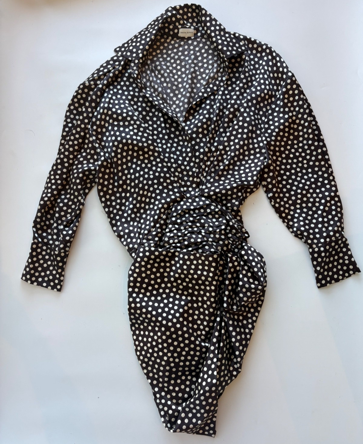 Magda Butrym Brown White Polka Dot Silk Wrap Dress Size 34/US 2