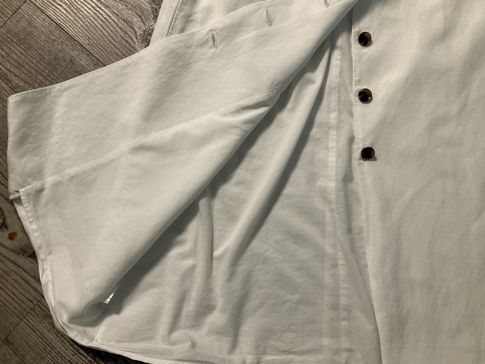 Ann Taylor White Linen Blend Button-Down Vest Dress Sleeveless Midi Size 8