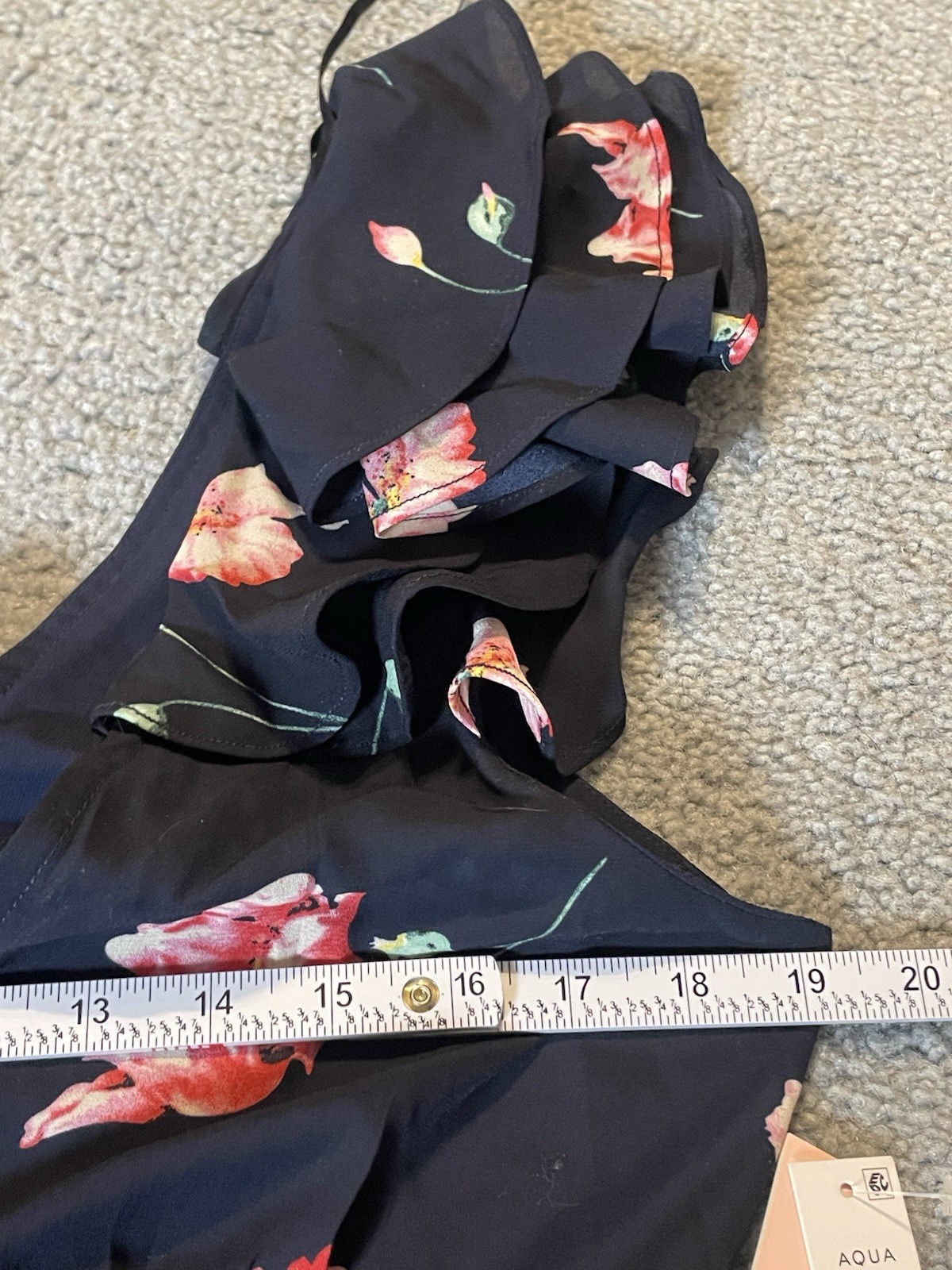 Bloomingdales Exclusive AQUA Maxi Dress L Tiered Floral Pink Plunging Neck Boho