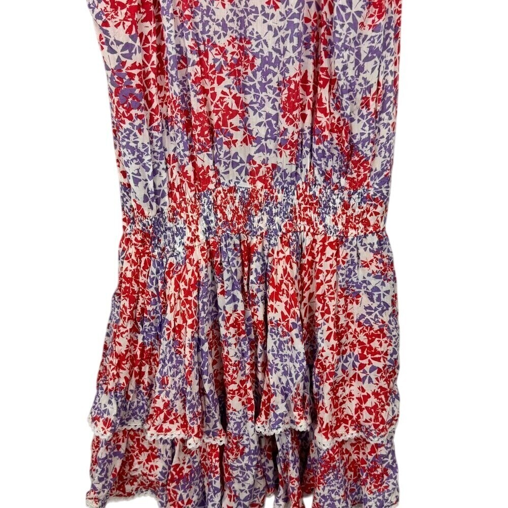 Poupette St Barth Mini Dress Womens Sz M Multicolor Floral Sundress Boho Beach