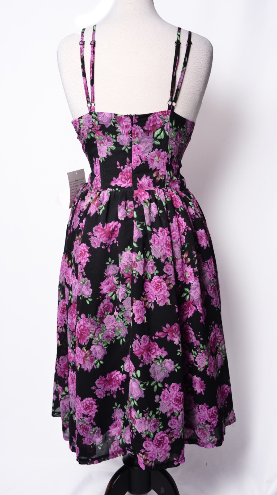 UNIQUE VINTAGE BLACK & PURPLE FLORAL REED SWING DRESS – NEW – REG AND PLUS SIZES