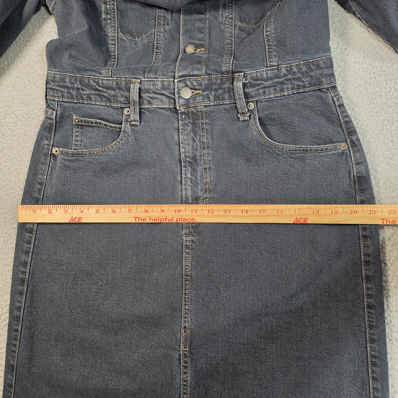 Universal Thread Denim Maxi Dress Womens 12 Blue Button Zip Slit Boho Western
