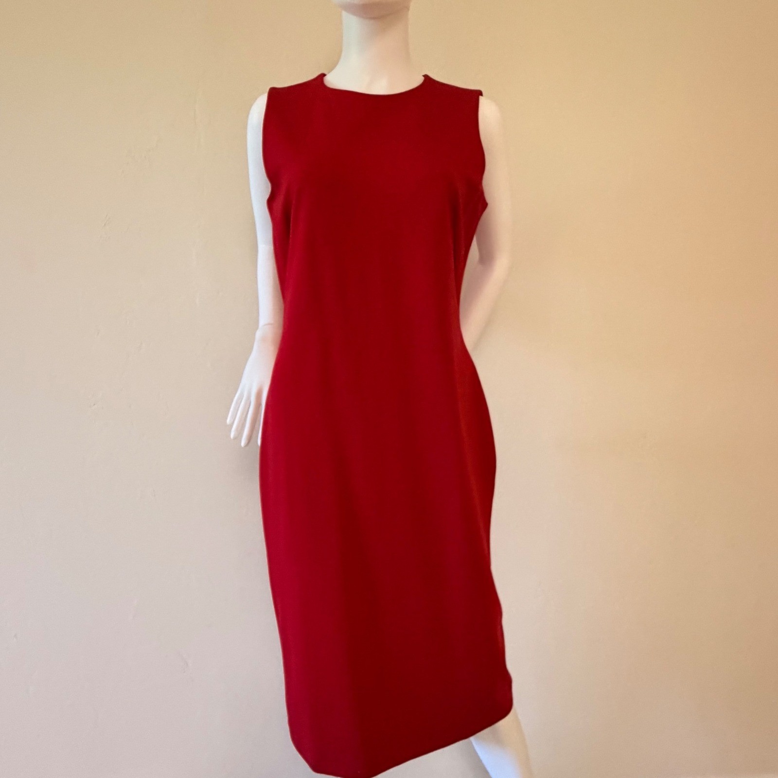 J.McLaughlin Devonshire Dress Holiday Red Sleeveless Sheath Midi Womens Size M